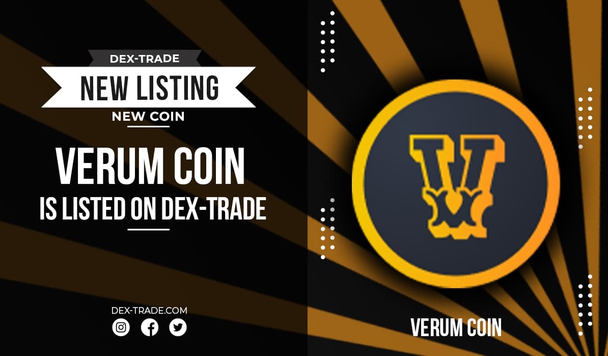 Verum Coin (VERUM) is listed on Dex-Trade Exchange