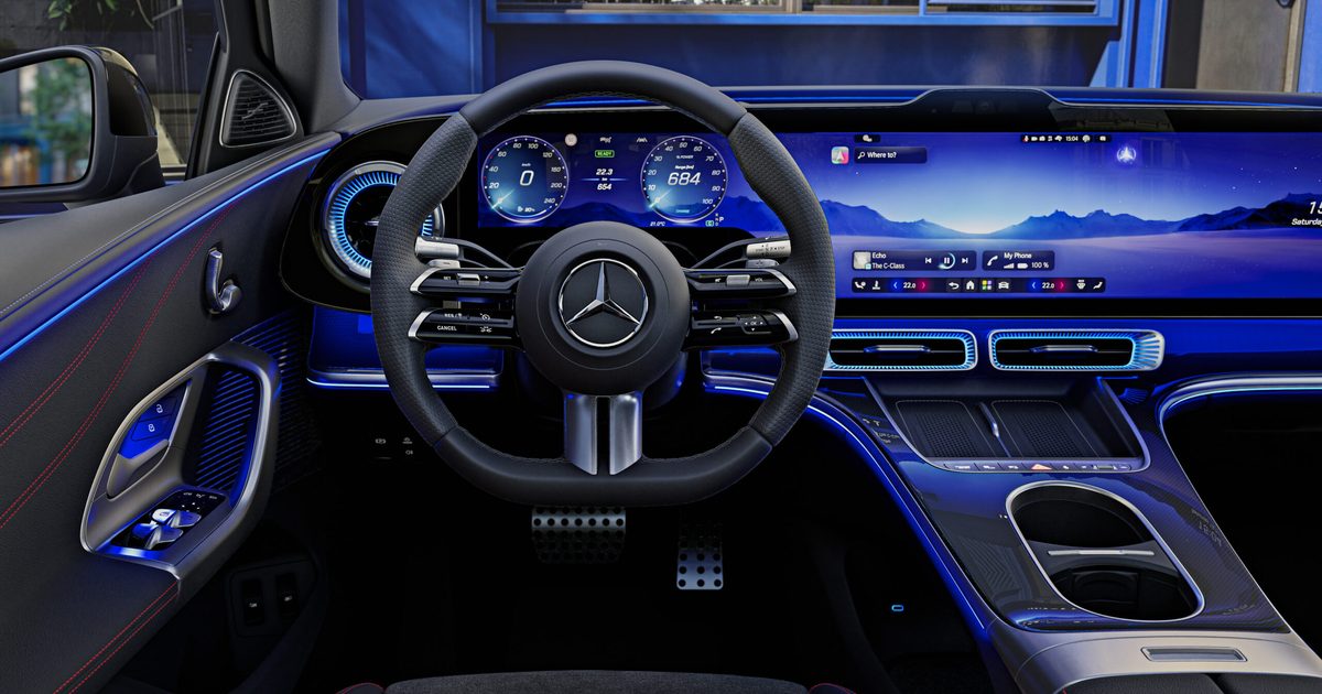 The new electric Mercedes C-Class puts its giant screen front and center